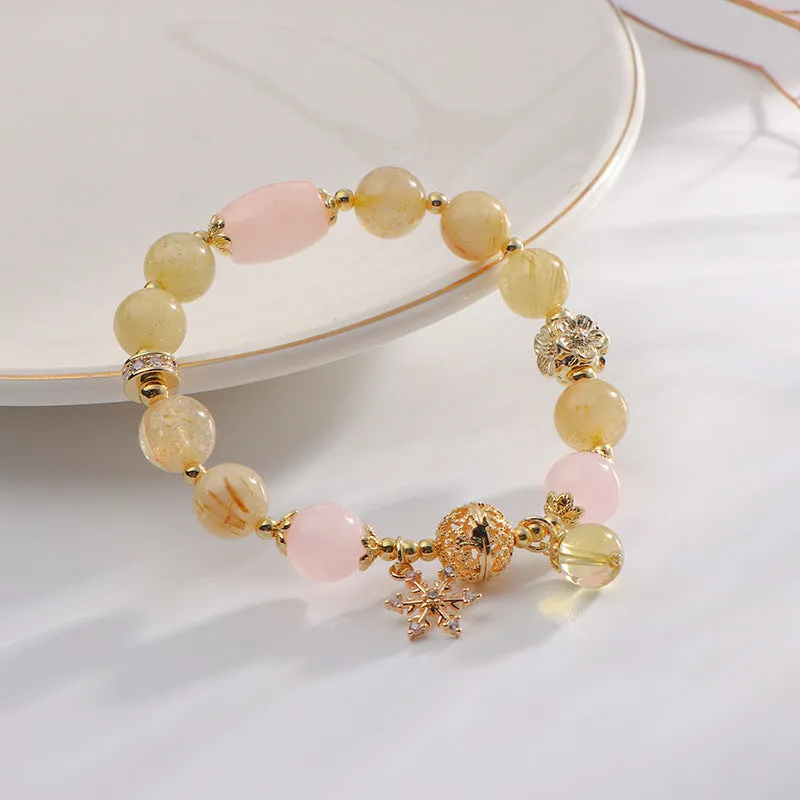 Blonde Crystal Charm Bracelet with Pink and Yellow Accents