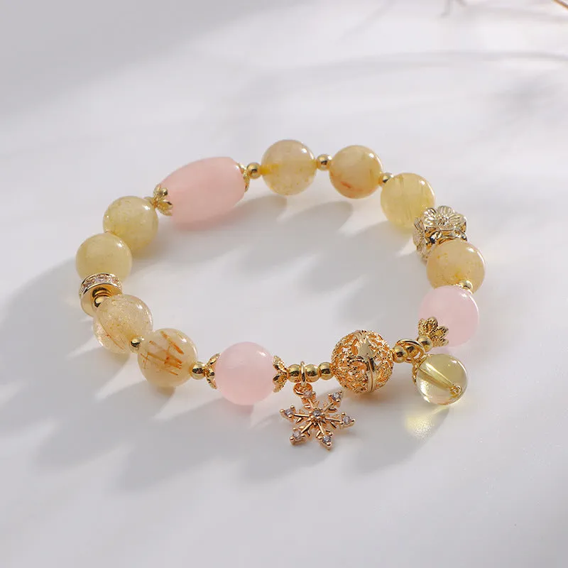 Blonde Crystal Charm Bracelet with Pink and Yellow Accents