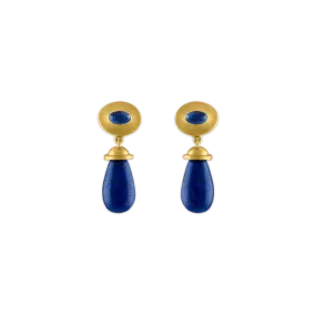 Blue Sapphire and Lapis Alabastra Earrings