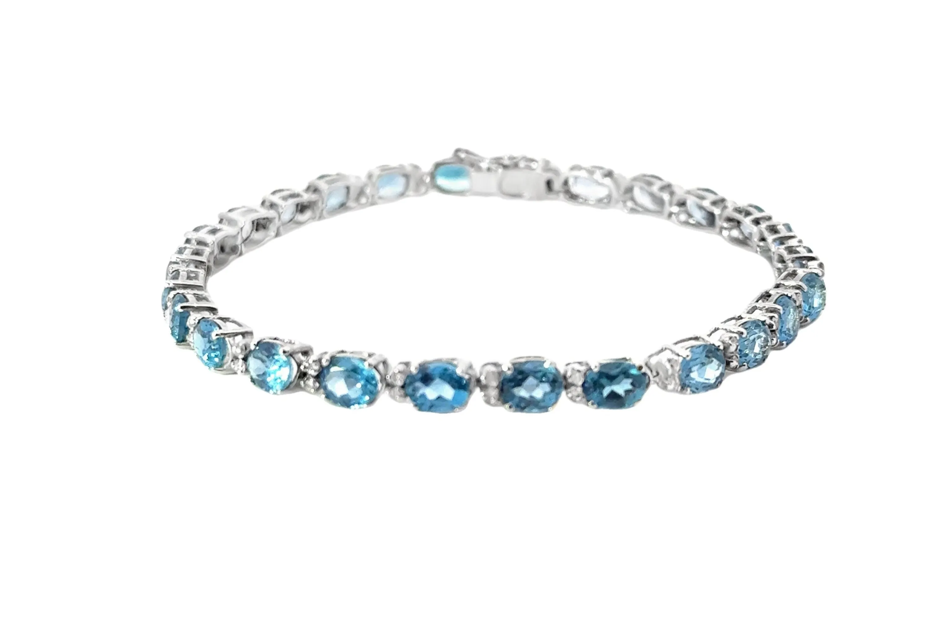 Blue Topaz & Diamond Tennis Bracelet