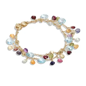 Blue Topaz and Mixed Gemstone Double Strand Bracelet