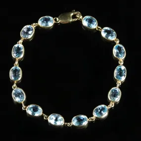 Blue Topaz Gold Bracelet 9Ct Yellow Gold 14Ct Of Blue Topaz