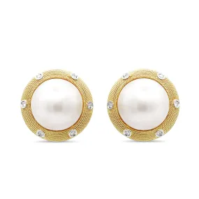 Boodles Mabe Cultured South Sea Pearl & Diamond Earrings - 18ct Yellow Gold