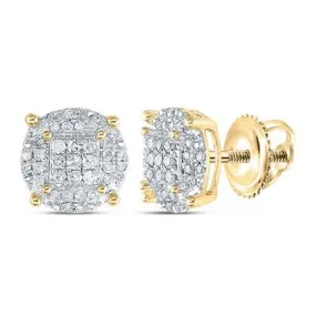 Box in Circle .25cttw Diamond Earrings Gold .925 Sterling Silver