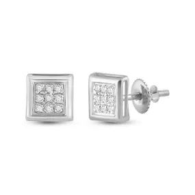 Box Micro Pave Diamond Earrings 10K Gold