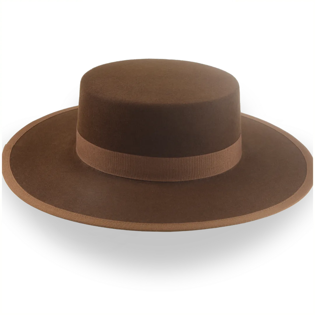 Brown Flat Crown Cowboy Hat in Durable Fur Felt | The Gaucho