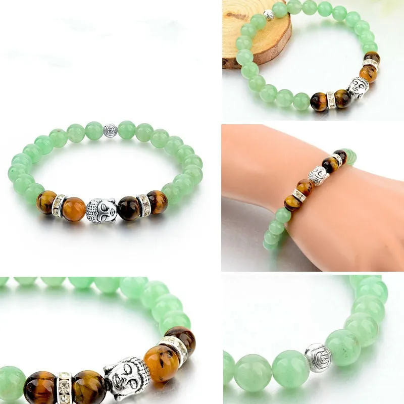 Buddha Jade Bracelets For Women Tibetan Silver Chain & Link Bracelets & Bangles Vintgae India Natural Stone Bead Love Jewelry