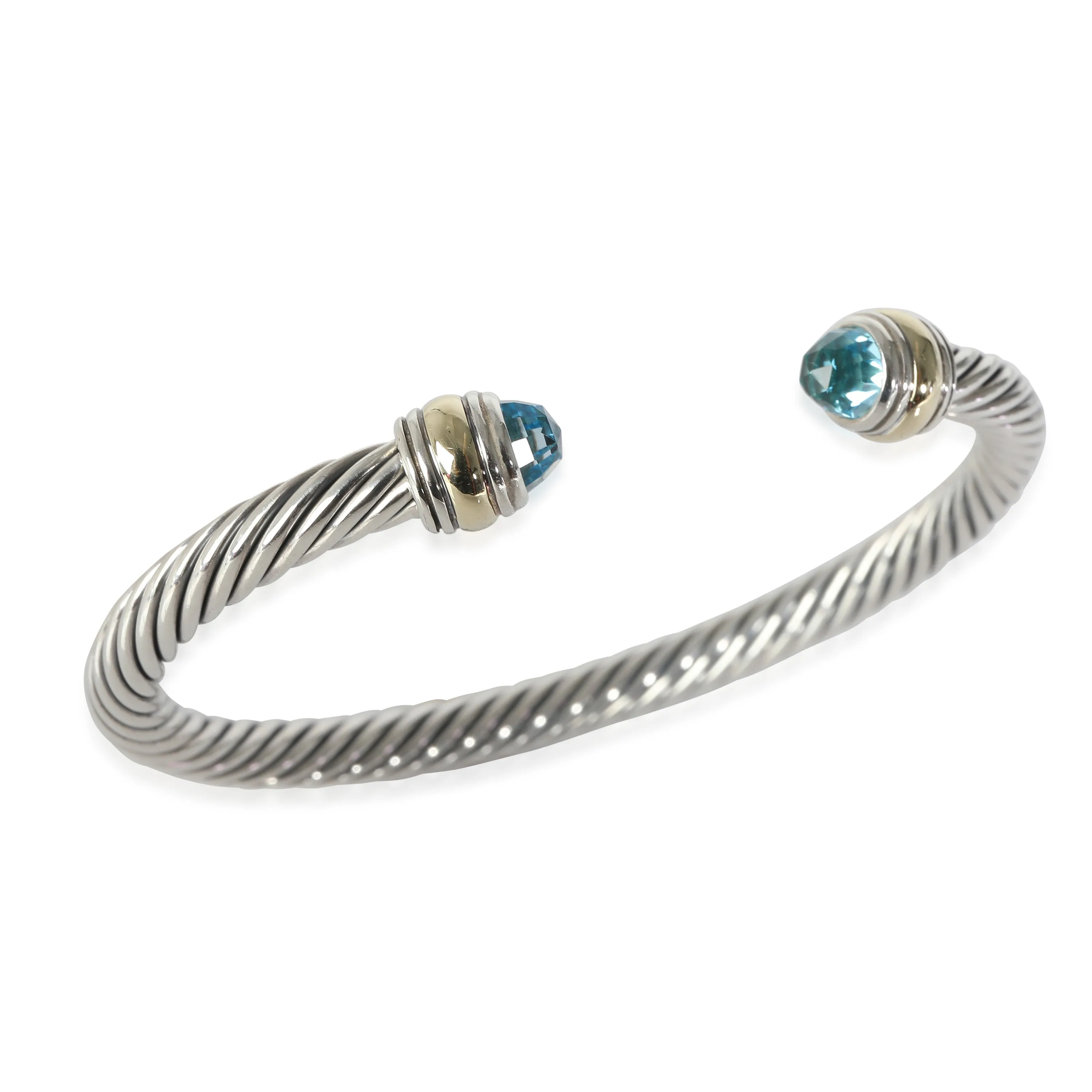 Cable Classic Blue Topaz Bracelet, 14k Yellow Gold/Sterling Silver