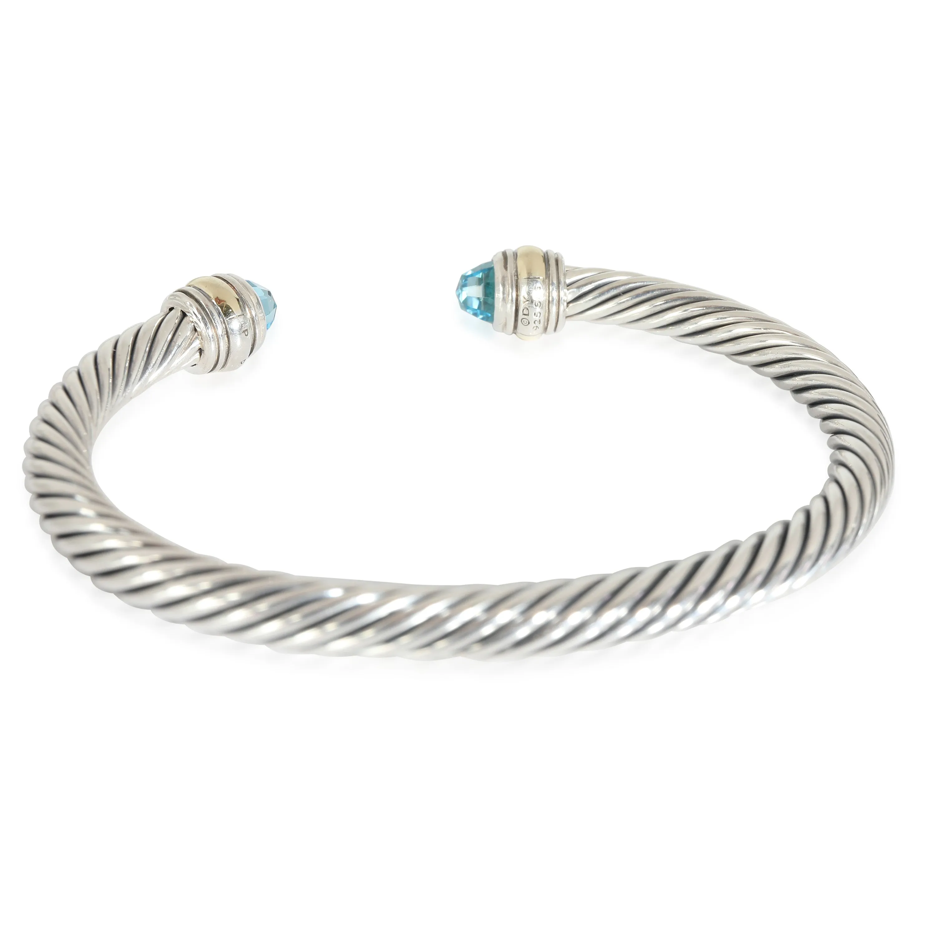 Cable Classic Blue Topaz Bracelet, 14k Yellow Gold/Sterling Silver