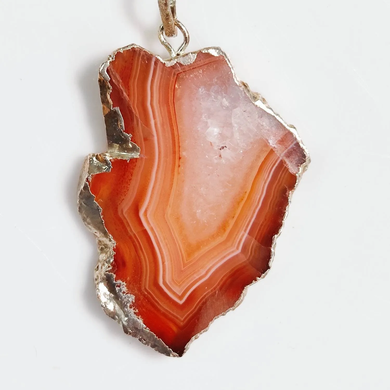 Carnelian Crystal Aluminum Hammered Pendant Necklace