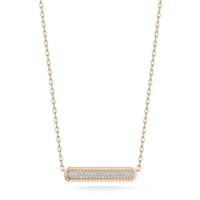 CARRINGTON 18K GOLD AND DIAMOND EAST-WEST ID BAR PENDANT