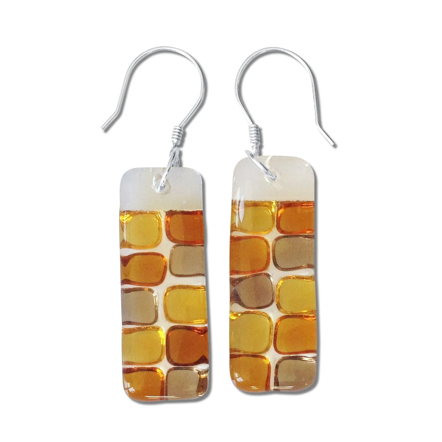 Checkerboard Glass Earrings - Cherry