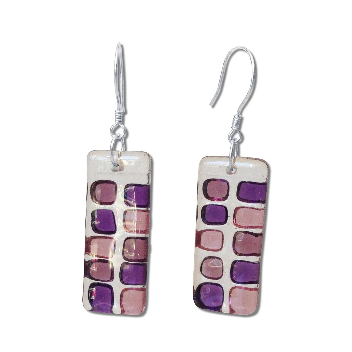 Checkerboard Glass Earrings - Cherry