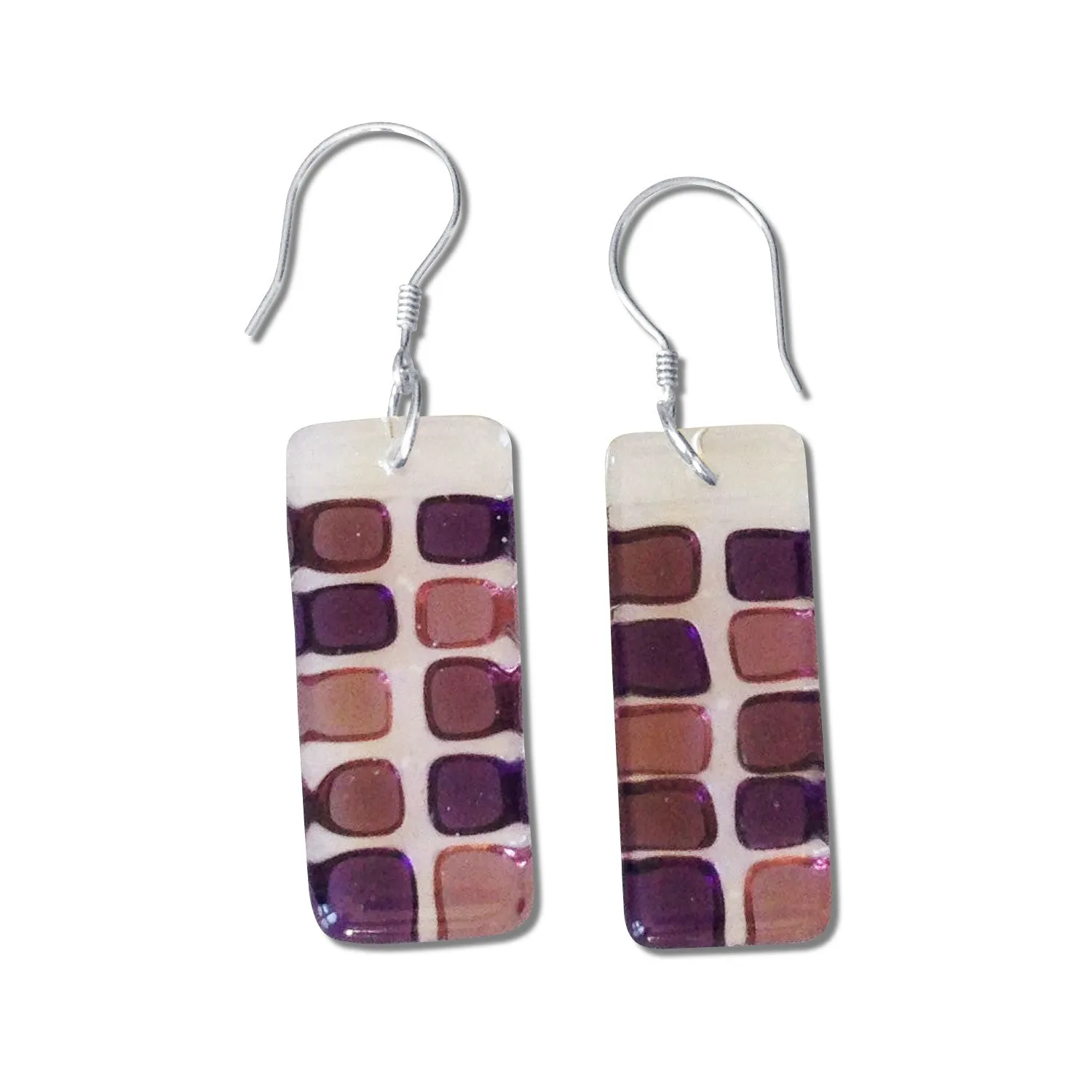 Checkerboard Glass Earrings - Cherry