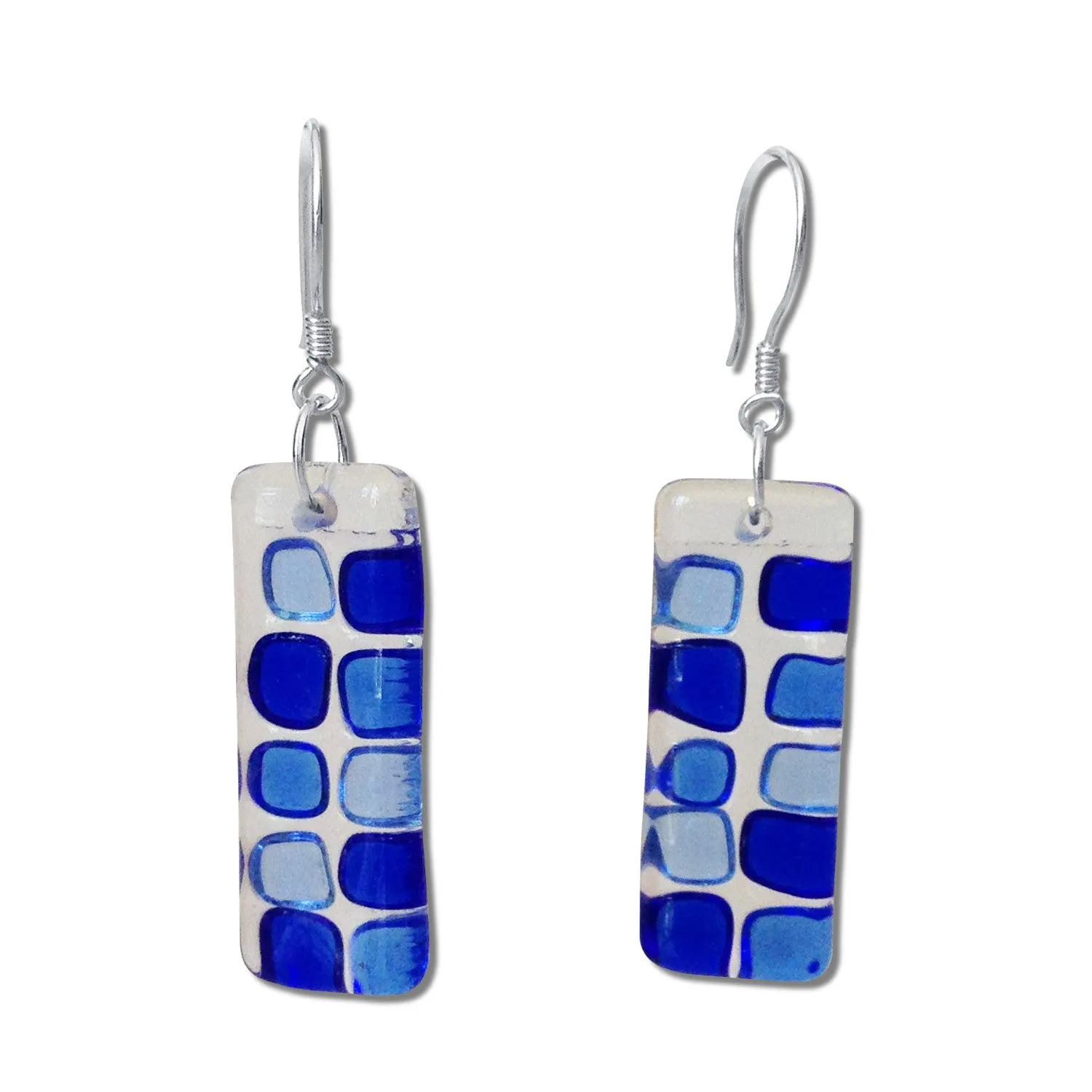 Checkerboard Glass Earrings - Cherry