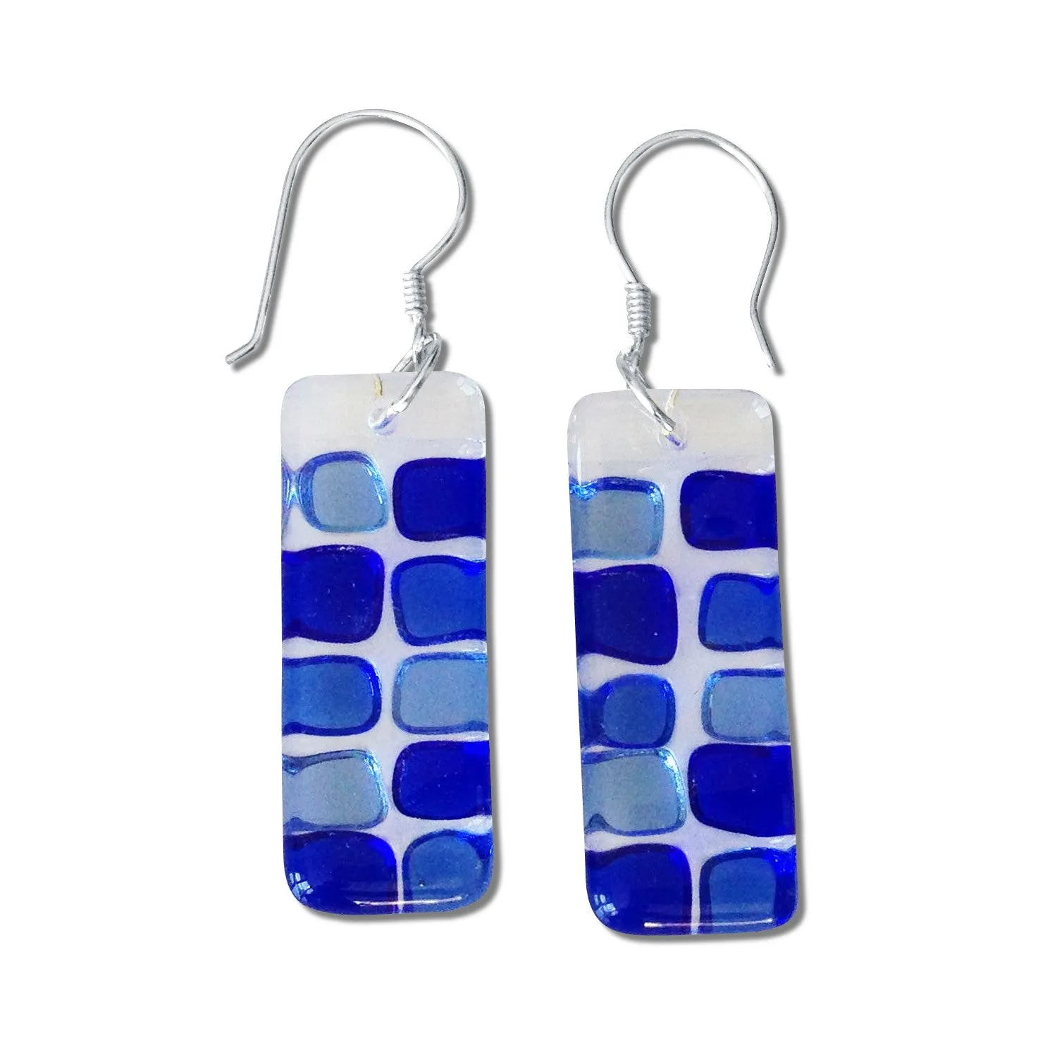 Checkerboard Glass Earrings - Cherry