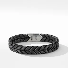 Chevron Wide Woven Bracelet in Black Titanium