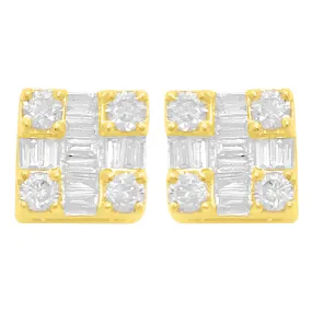 Clean Box Baguette Diamond Earrings .35cttw 10K Yellow Gold