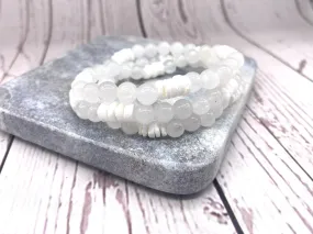 Clear Jade with Natural Shell Beaded Crystal Bracelet