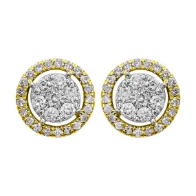 Cluster Halo Diamond Earrings .55cttw 10K Yellow Gold