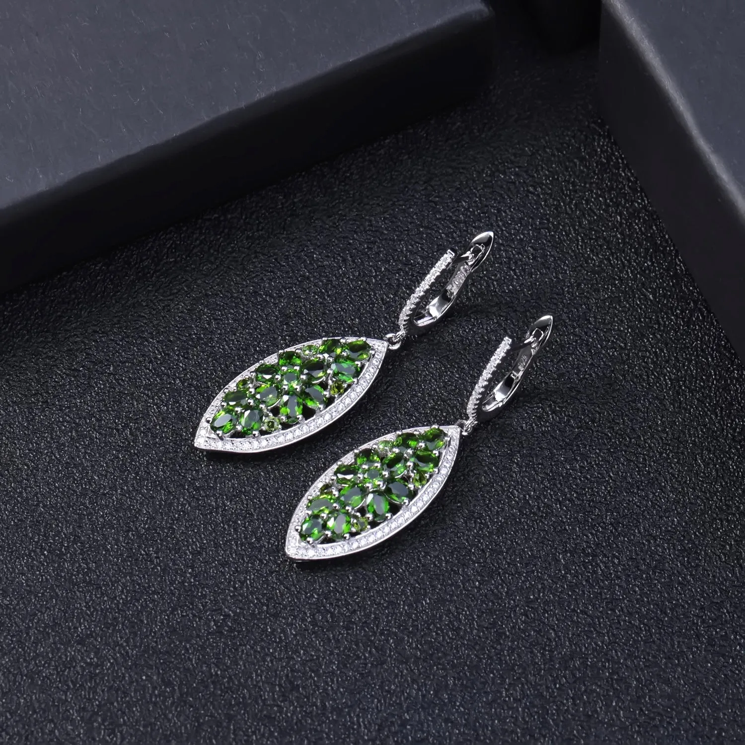 Colourful Mardi Gras Earrings-Treasure Marquise Shape Sterling Silver Drop Earrings for Women