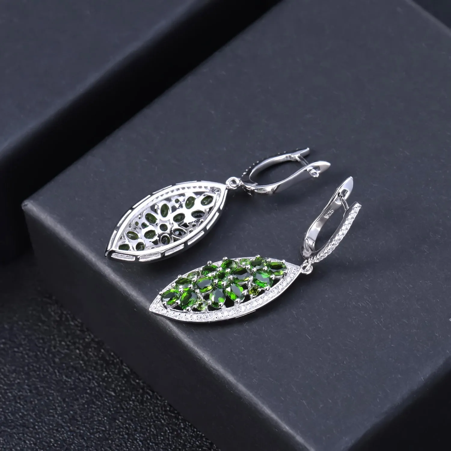 Colourful Mardi Gras Earrings-Treasure Marquise Shape Sterling Silver Drop Earrings for Women