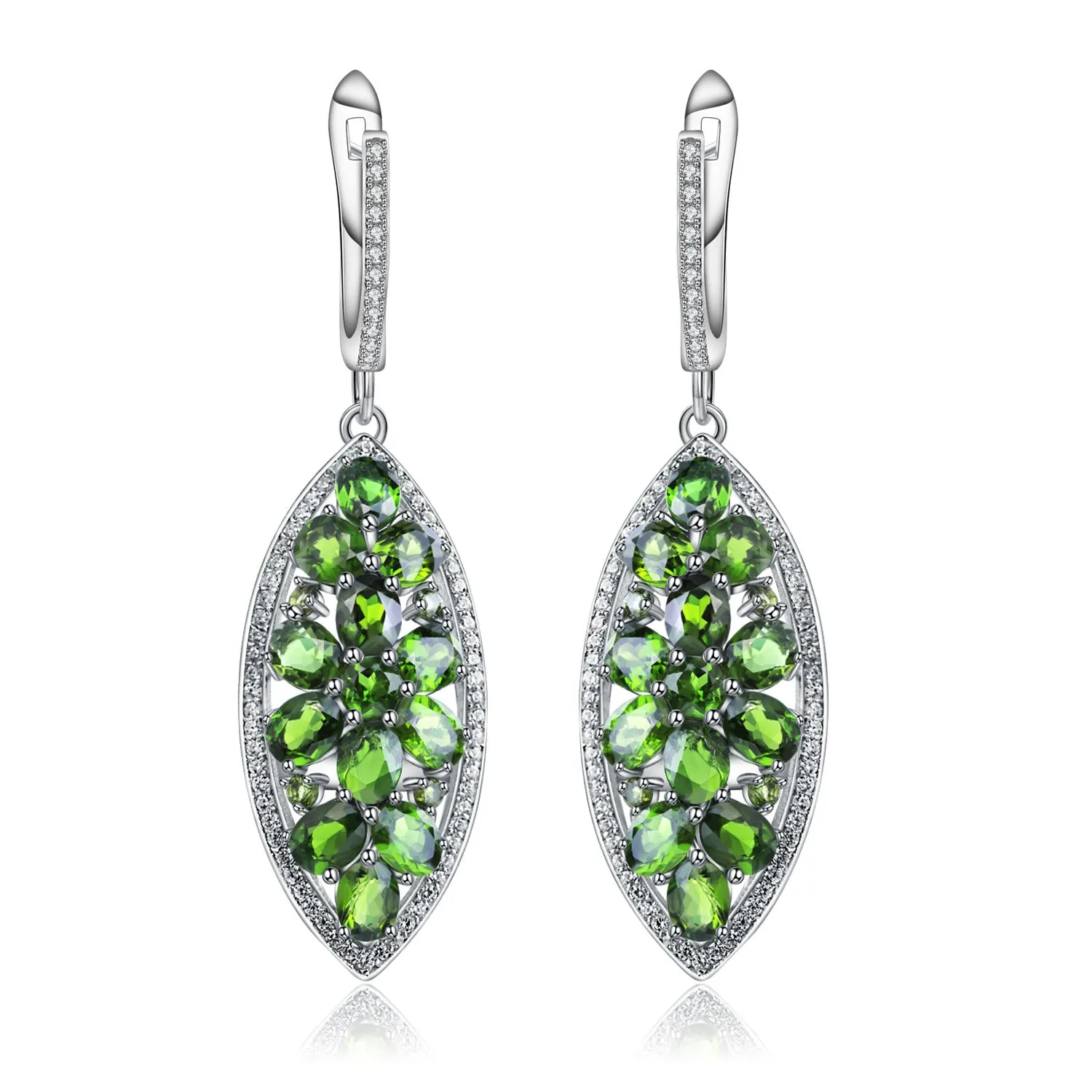 Colourful Mardi Gras Earrings-Treasure Marquise Shape Sterling Silver Drop Earrings for Women