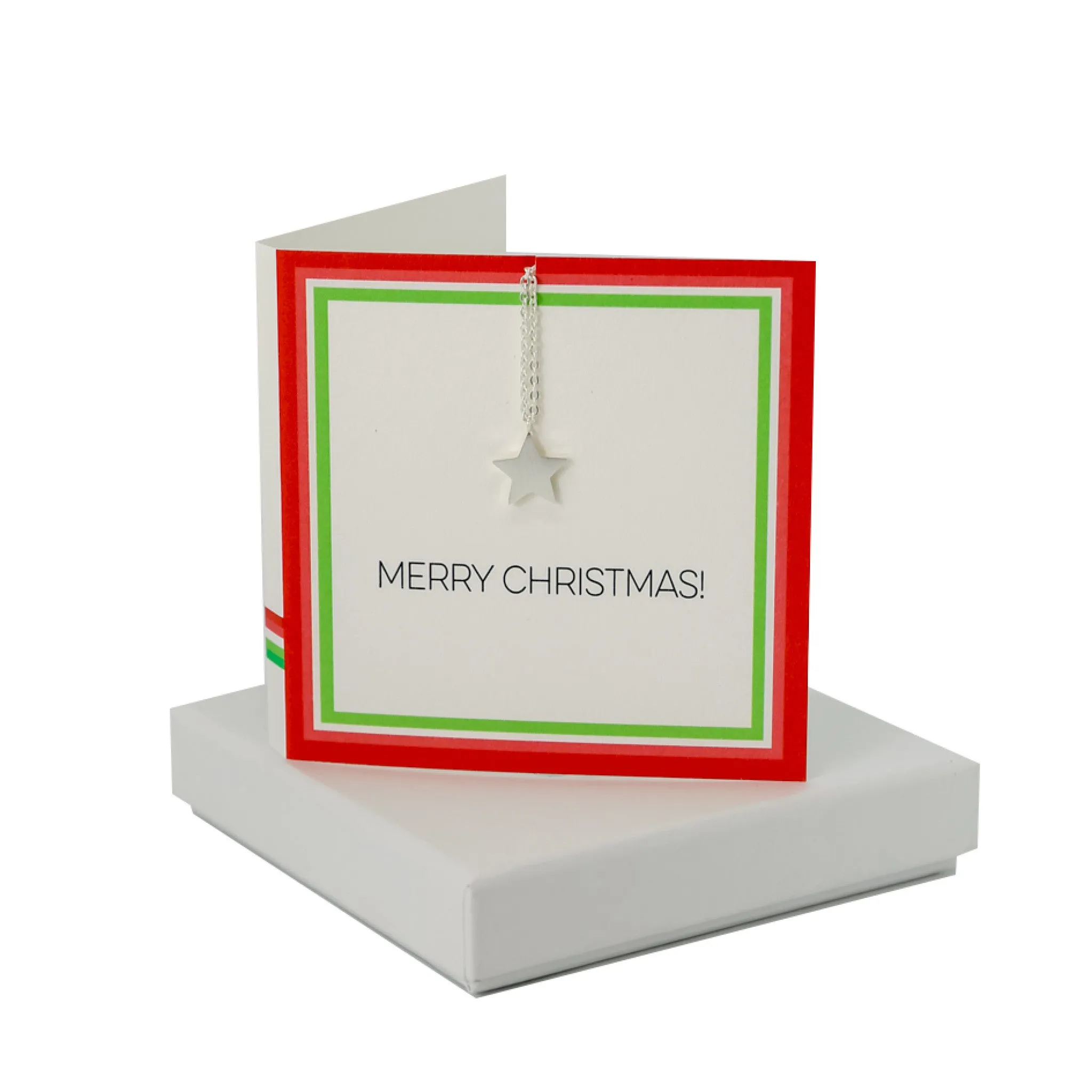 Coral And Mint Merry Christmas Card- Star Necklace