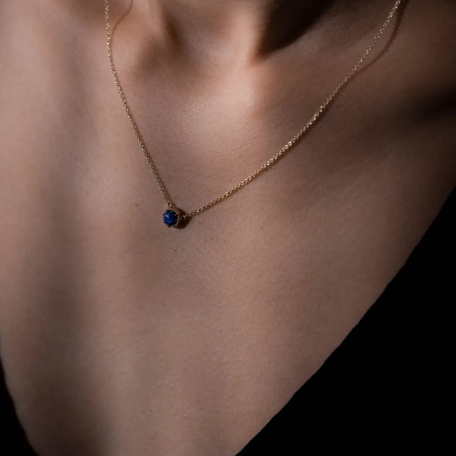 Crown Bezel Lapis Necklace