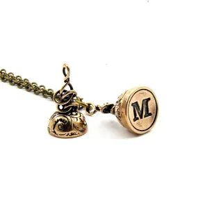 Custom Initial Letter Seal Stamper Necklace