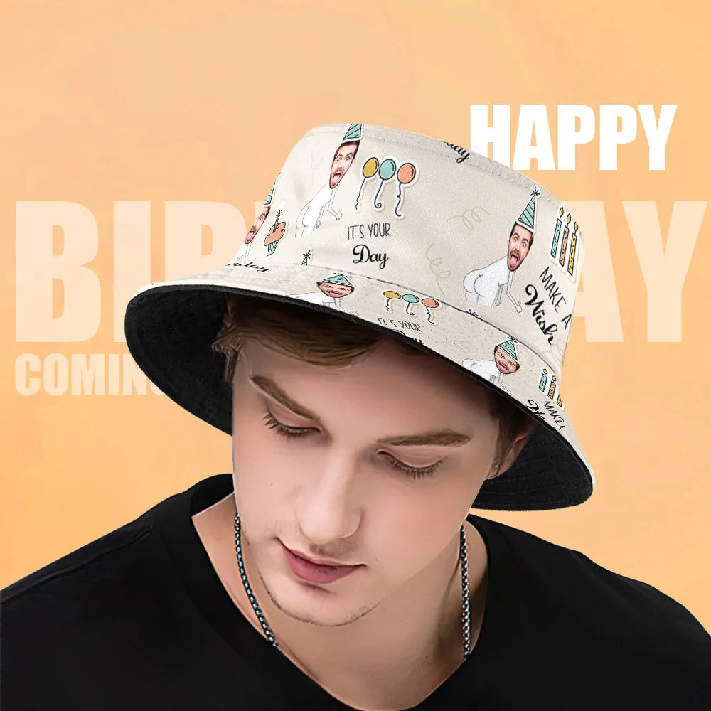 Custom Unisex Face Summer Fisherman Hat Bucket Hat Birthday Gift for Family Friends