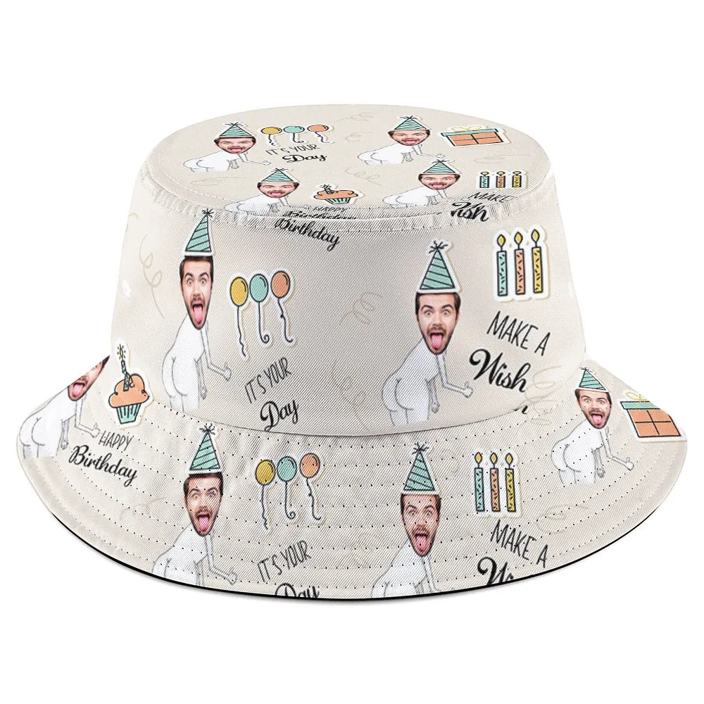 Custom Unisex Face Summer Fisherman Hat Bucket Hat Birthday Gift for Family Friends