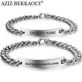 Customize Name Bracelet 316 Stainless Steel ID Bracelet Bangles Personalized Custom Logo Men Jewelry Letters Bracelets For Women