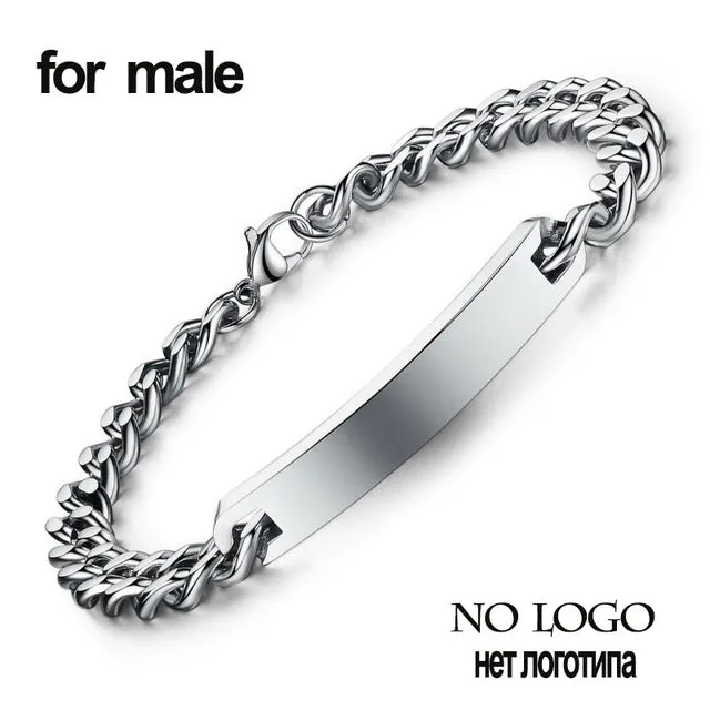 Customize Name Bracelet 316 Stainless Steel ID Bracelet Bangles Personalized Custom Logo Men Jewelry Letters Bracelets For Women