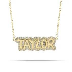 Diamond Bubble Nameplate Necklace