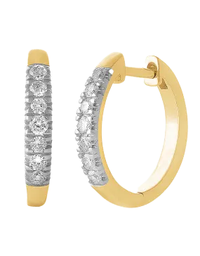 Diamond Earrings - 10ct Yellow Gold Diamond Set Hoop Earrings - 784160