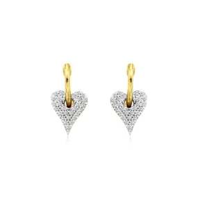 Diamond Heart Design Drop Earrings