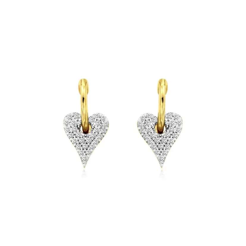 Diamond Heart Design Drop Earrings