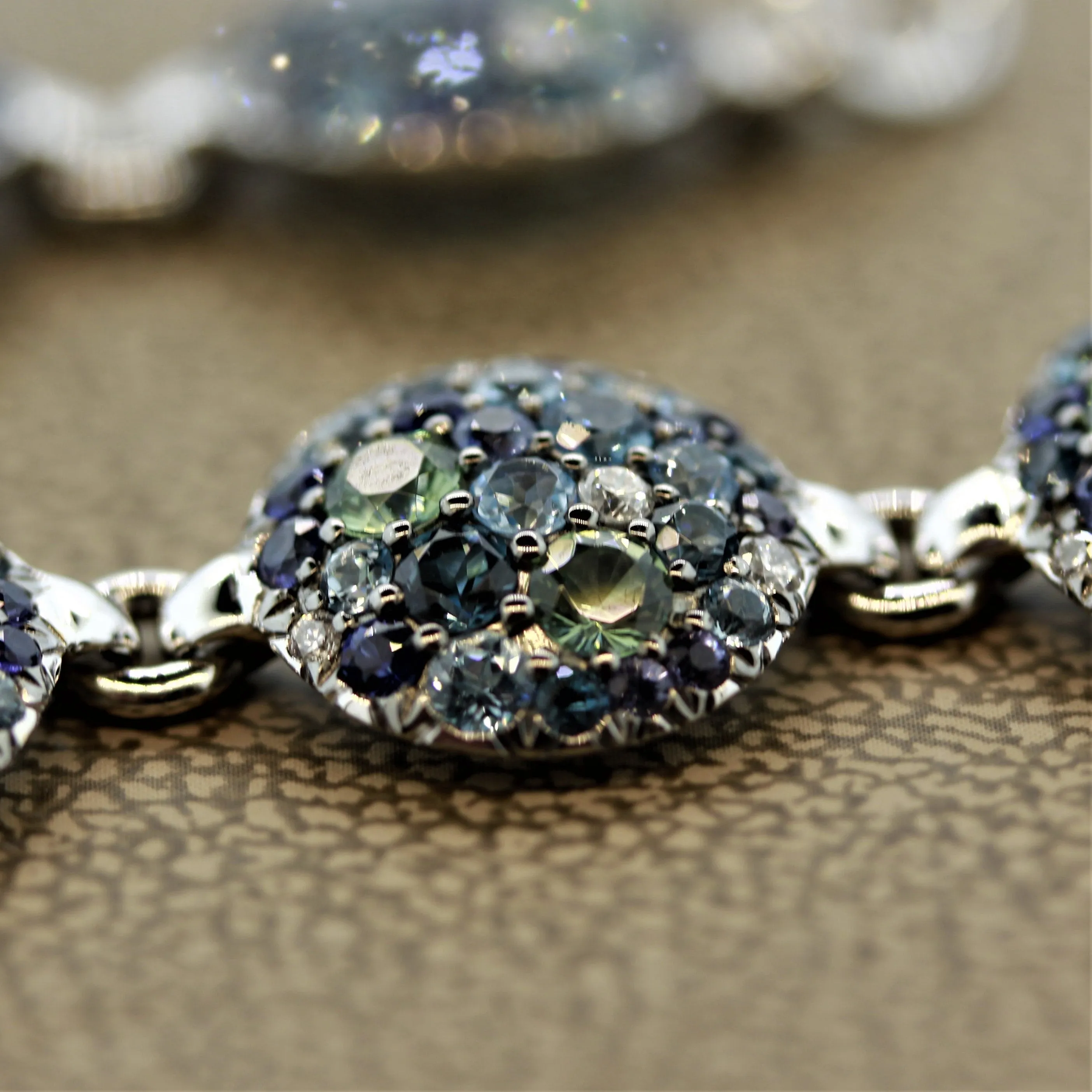 Diamond Sapphire Tourmaline Aquamarine Topaz Gold Bracelet