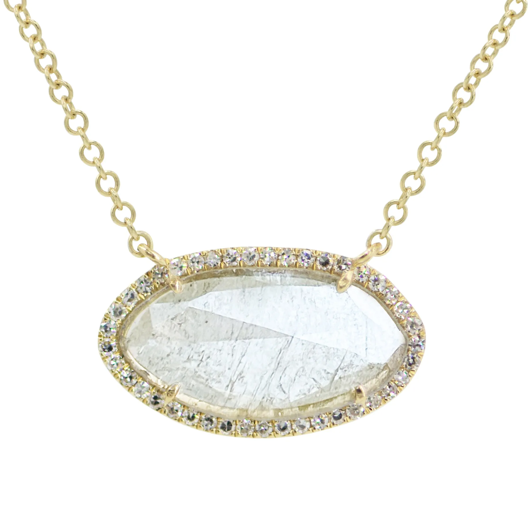 Diamond Slice Necklace in 14k Yellow Gold - Marquise