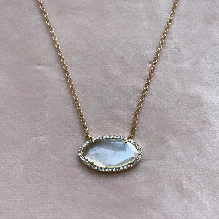 Diamond Slice Necklace in 14k Yellow Gold - Marquise