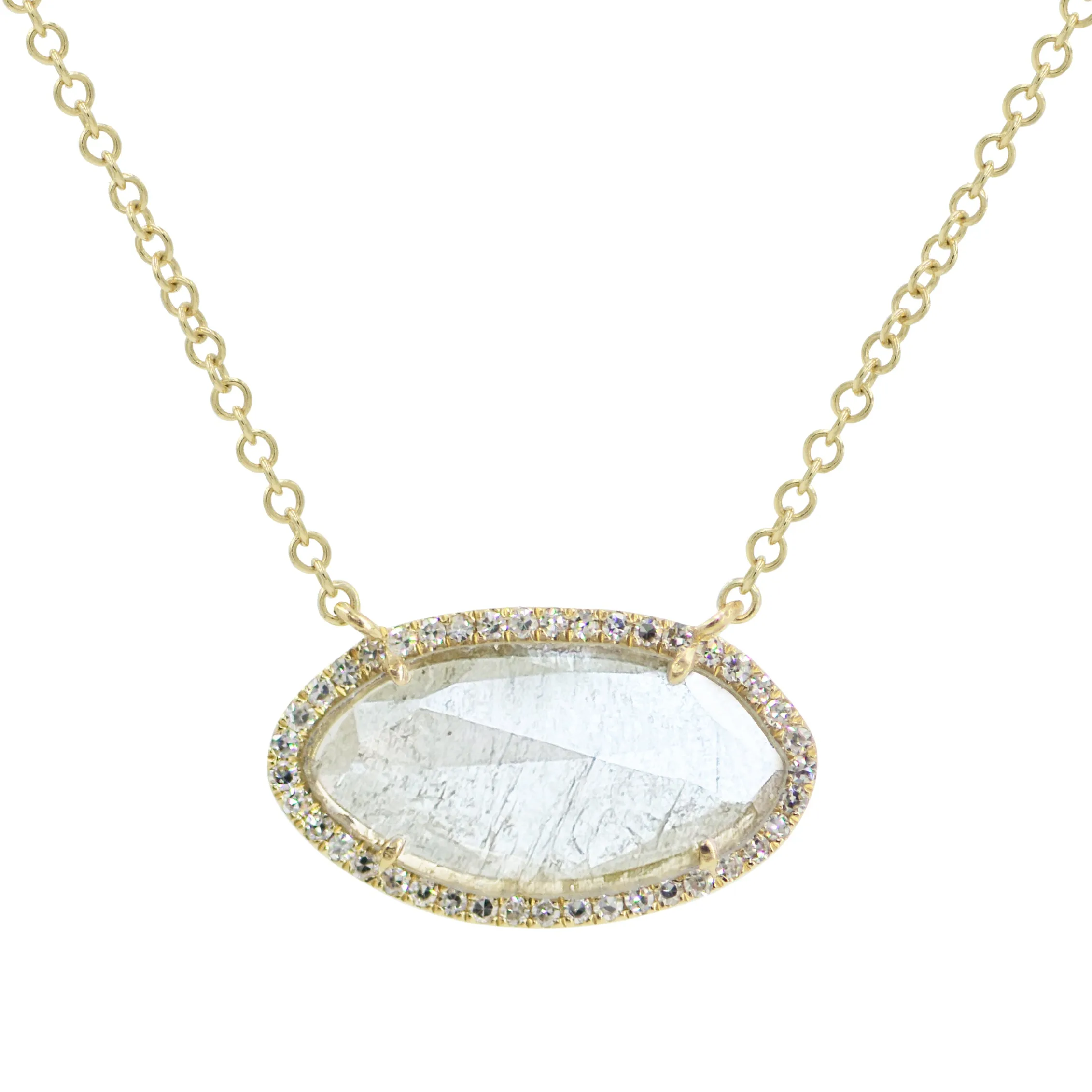 Diamond Slice Necklace in 14k Yellow Gold - Marquise