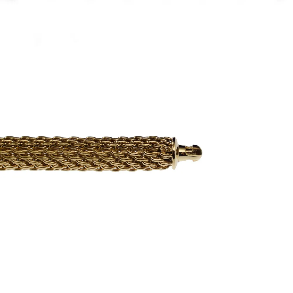 Diamond Square Pendant with Y-shape Diamond Connector on 18" Gold Mesh Chain