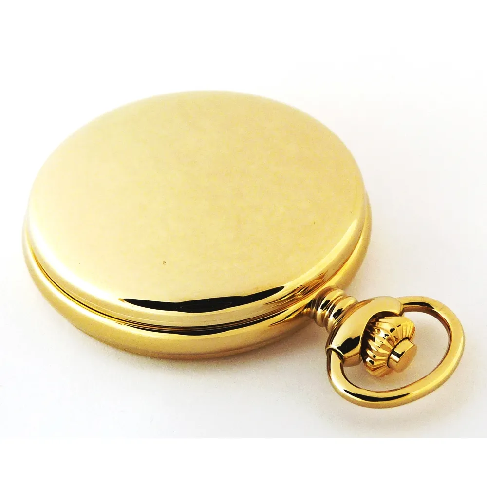 Dueber 412-310 Pocket Watch, Swiss Made Quartz Movement, Gold Plated Steel Hunting Case