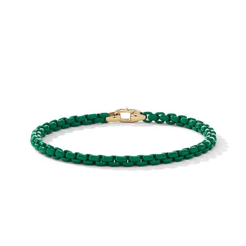 DY Bel Aire Chain Bracelet in Emerald Green with 14K Yellow Gold Accent, Size Medium