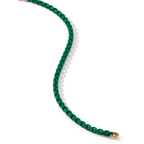 DY Bel Aire Chain Bracelet in Emerald Green with 14K Yellow Gold Accent, Size Medium