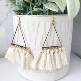 Eleanor - Framed Weave Tassel Boho Earrings