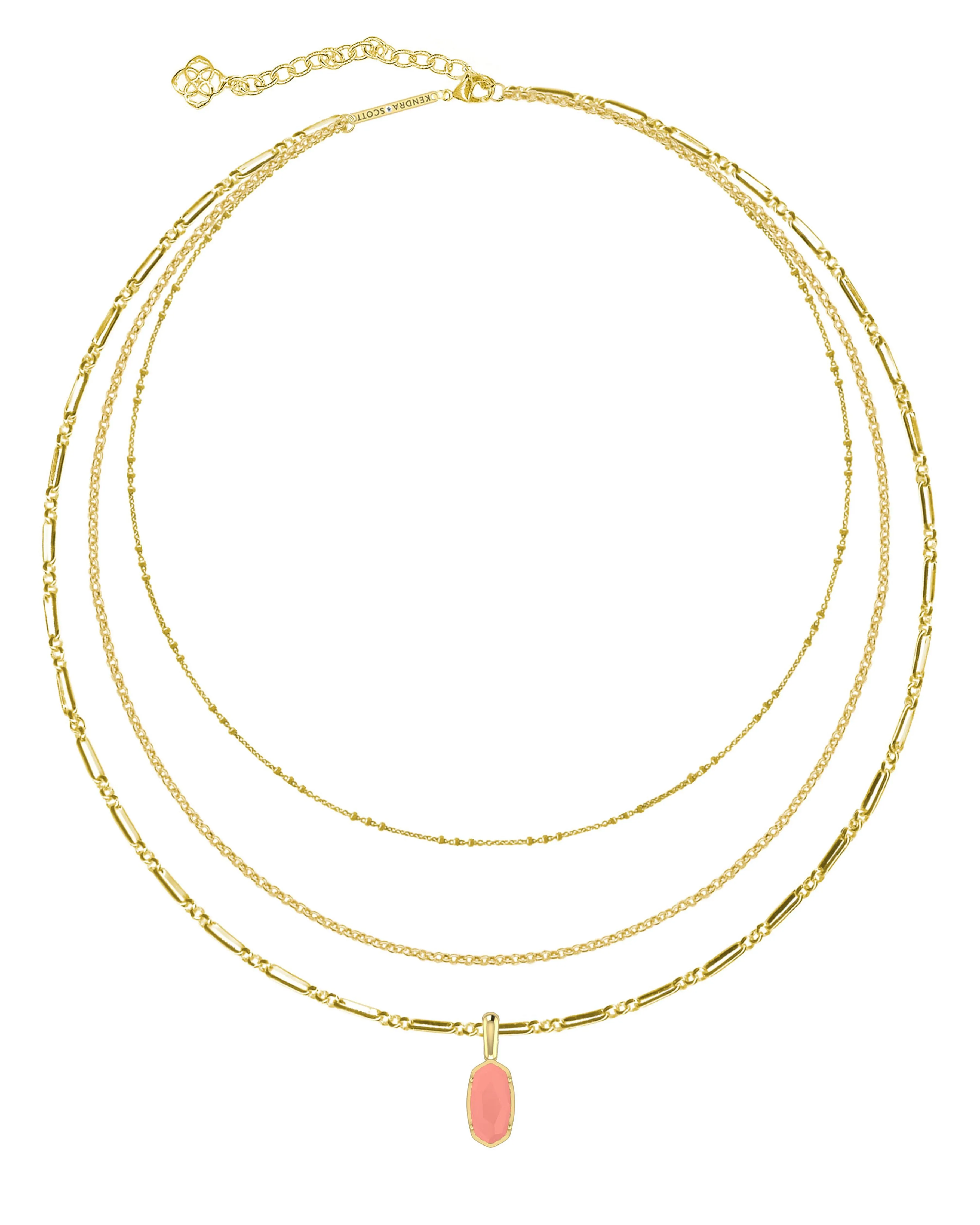 Elisa Triple Strand Necklace Gold - Coral Illusion