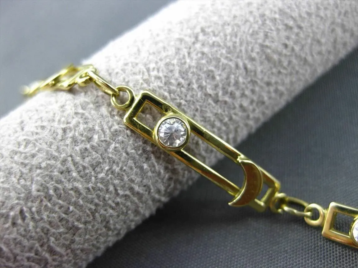 ESTATE LONG CZ 18K YELLOW GOLD ELONGATED RECTANGULAR ETOILE MOON BRACELET #23326