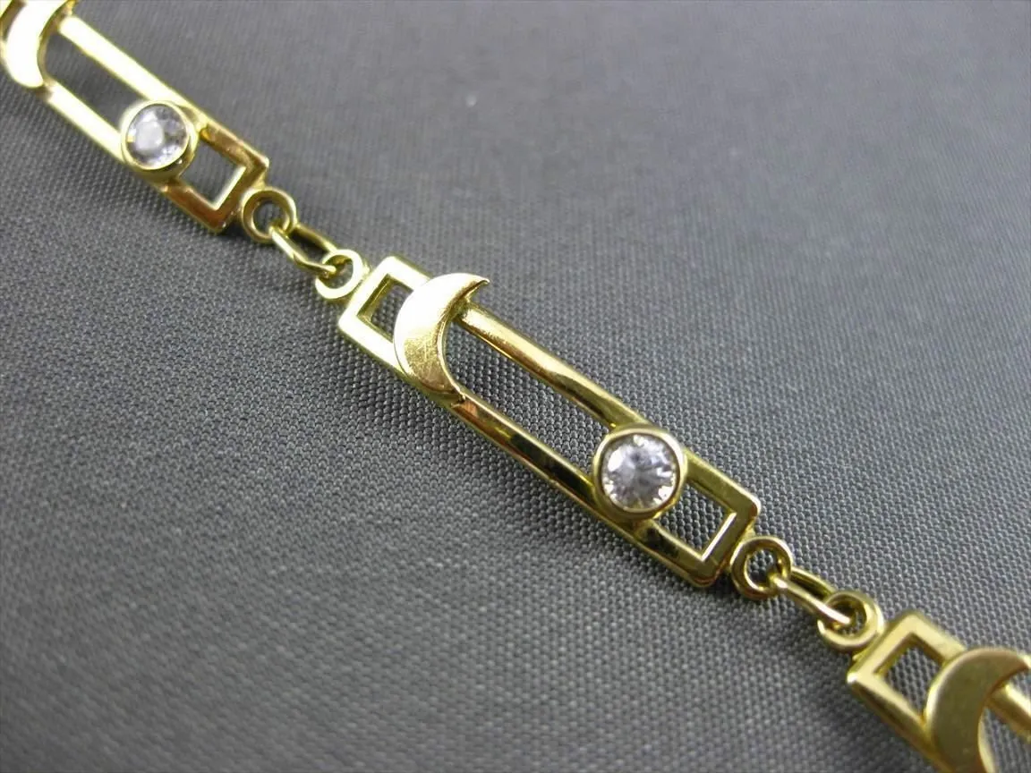 ESTATE LONG CZ 18K YELLOW GOLD ELONGATED RECTANGULAR ETOILE MOON BRACELET #23326